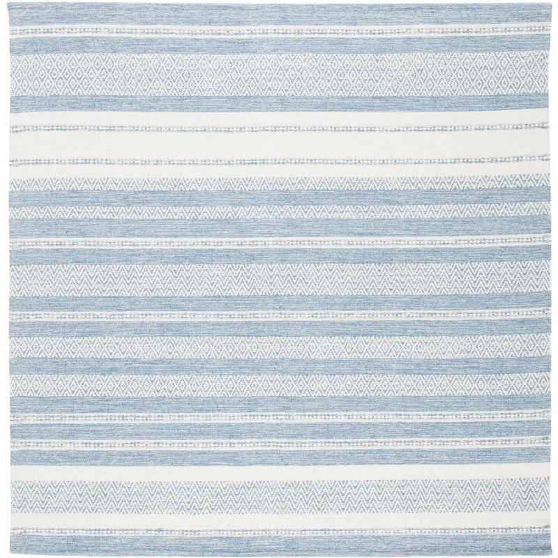 Striped Kilim STK503 Hand Woven Area Rug - Ivory/Blue - 7'x7' - Safavieh.