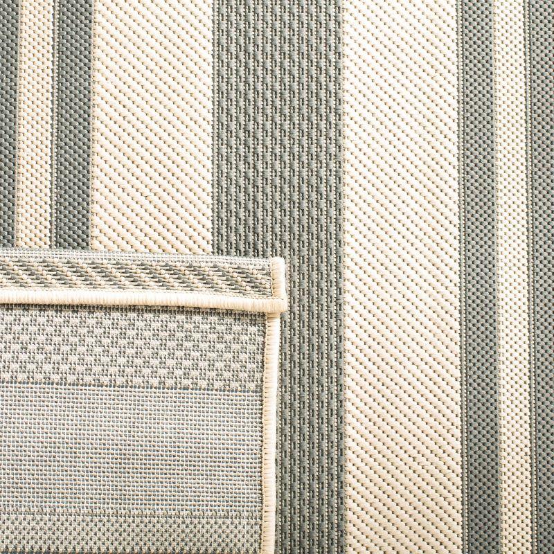 Gray Striped Synthetic Easy-Care Outdoor Runner