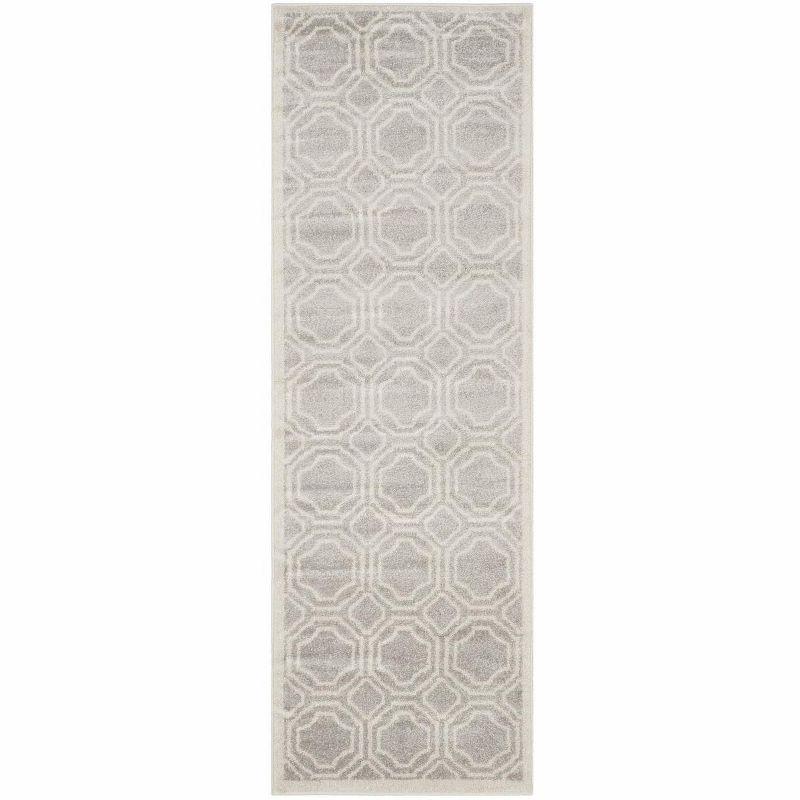 Light Grey and Ivory Geometric Easy-Care Area Rug