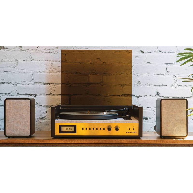 Crosley Coda Shelf System Vinyl Record Player - Black/Gold