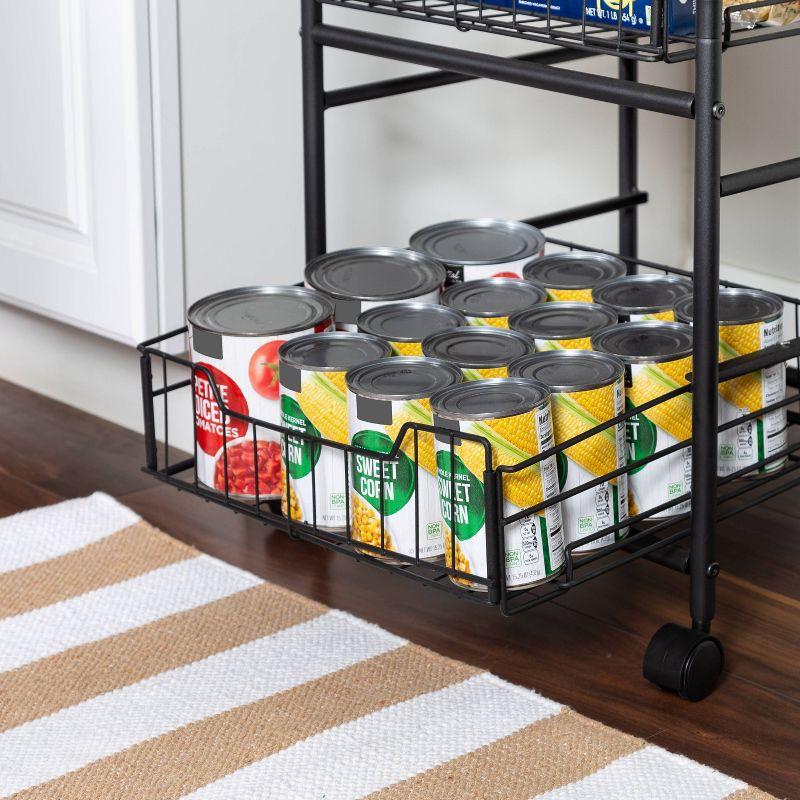 Honey-Can-Do 3 Tier Slim Rolling Cart with Pull Out Baskets