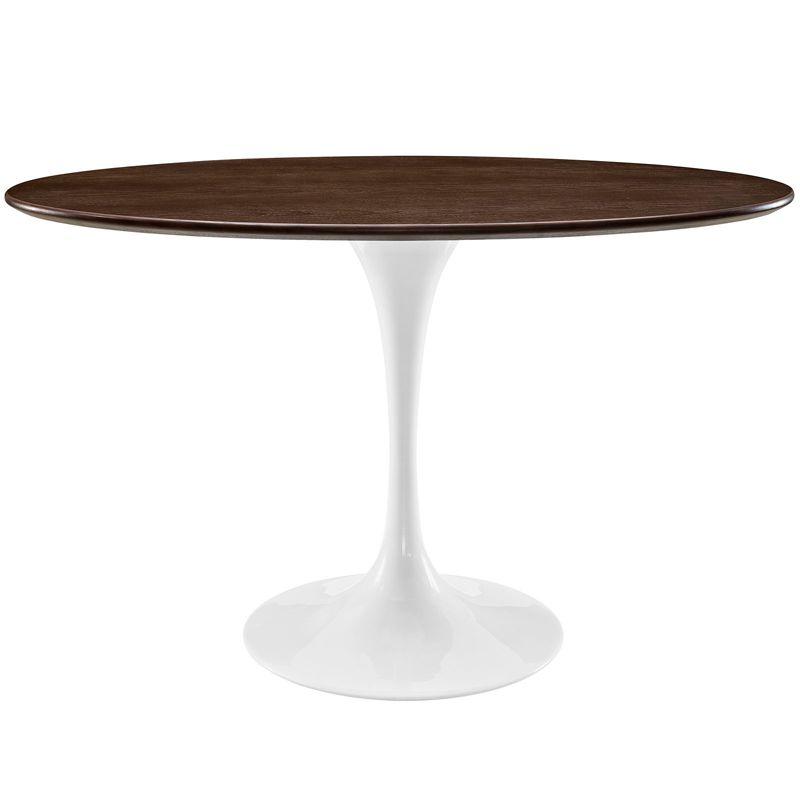 48" Lippa Oval Walnut Dining Table Walnut - Modway: Sleek Modern Pedestal, Seats 4