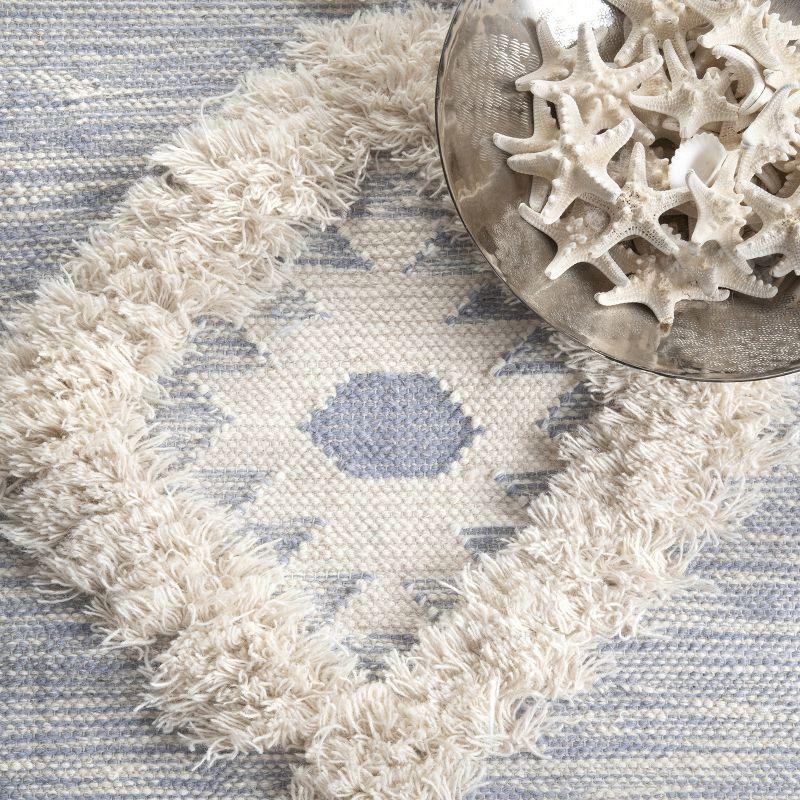 Handmade Braided Tassel Blue Wool 5' x 8' Area Rug