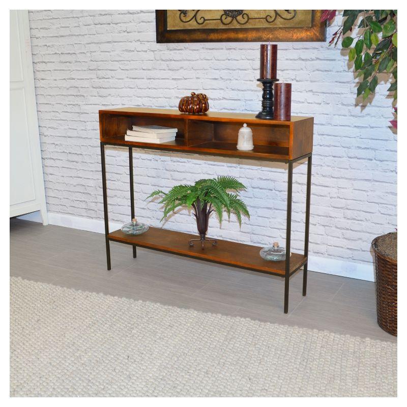 Chestnut & Black Mango Wood Industrial Console with Storage