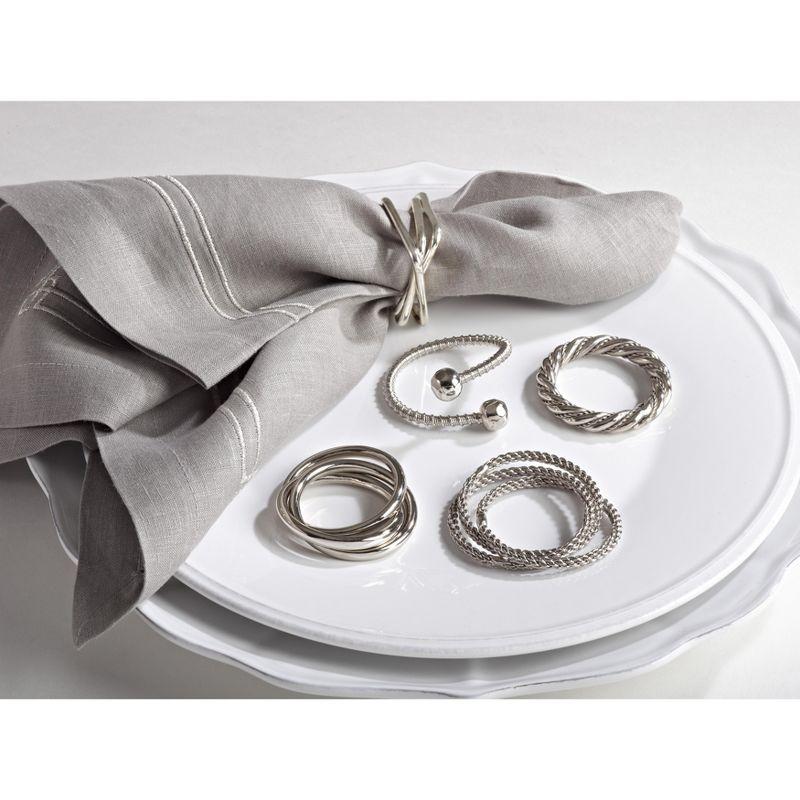 Saro Lifestyle Tiffany Napkin Ring, Silver (Set of 4)