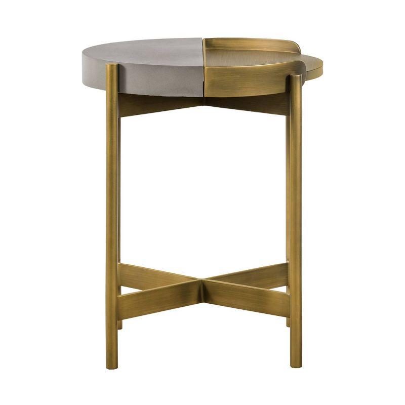 Dua End Table Gray Concrete/Antiqued Brass - Armen Living