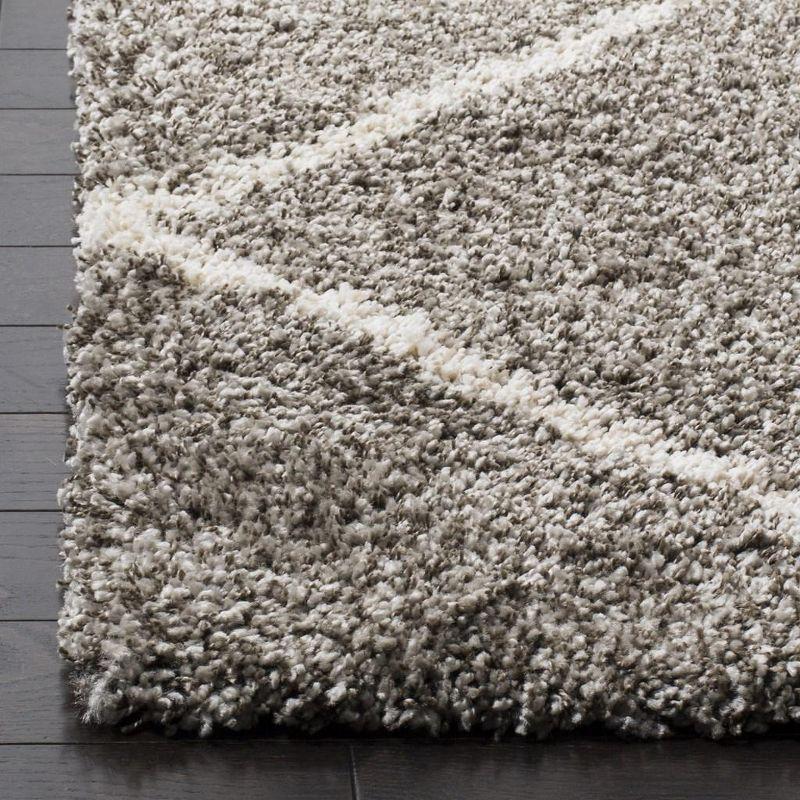 Diamond Weave Grey & Ivory Synthetic 9' x 12' Shag Area Rug