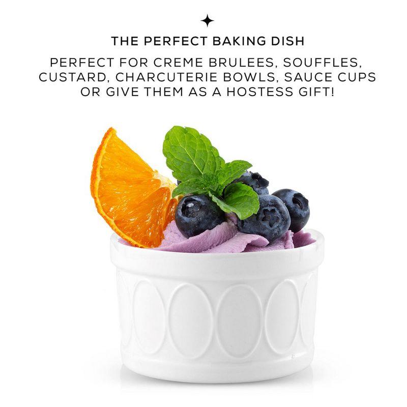 JoyJolt Joyjolt White Embossed Porcelain Ramekins - 6 Oz- Set Of 4 (Set of 4)