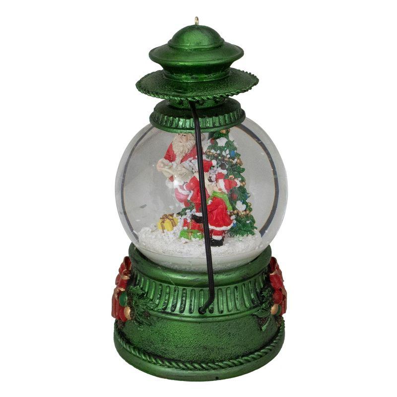 8" Santa Claus and Kids By Christmas Tree Lantern Snow Globe