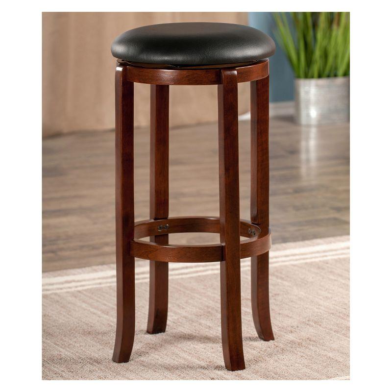 Winsome 30" Walcott Swivel Barstools - Walnut: Fixed Height, Round Seat, Wood Frame