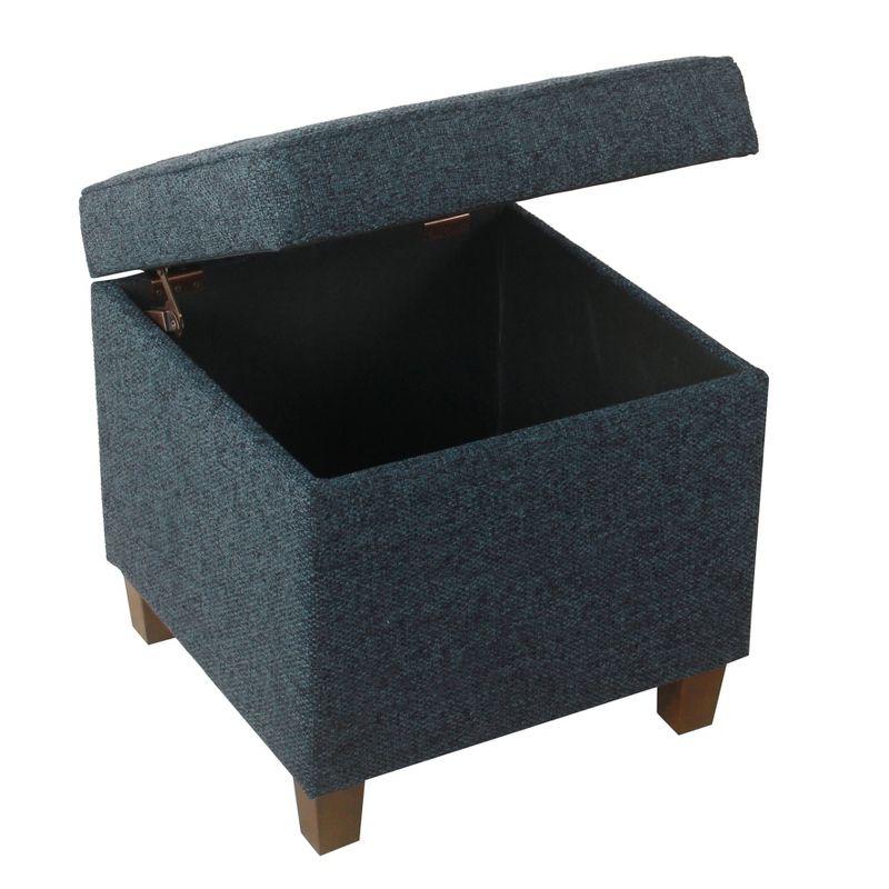 Square Tufted Storage Ottoman - Textured Navy, Small