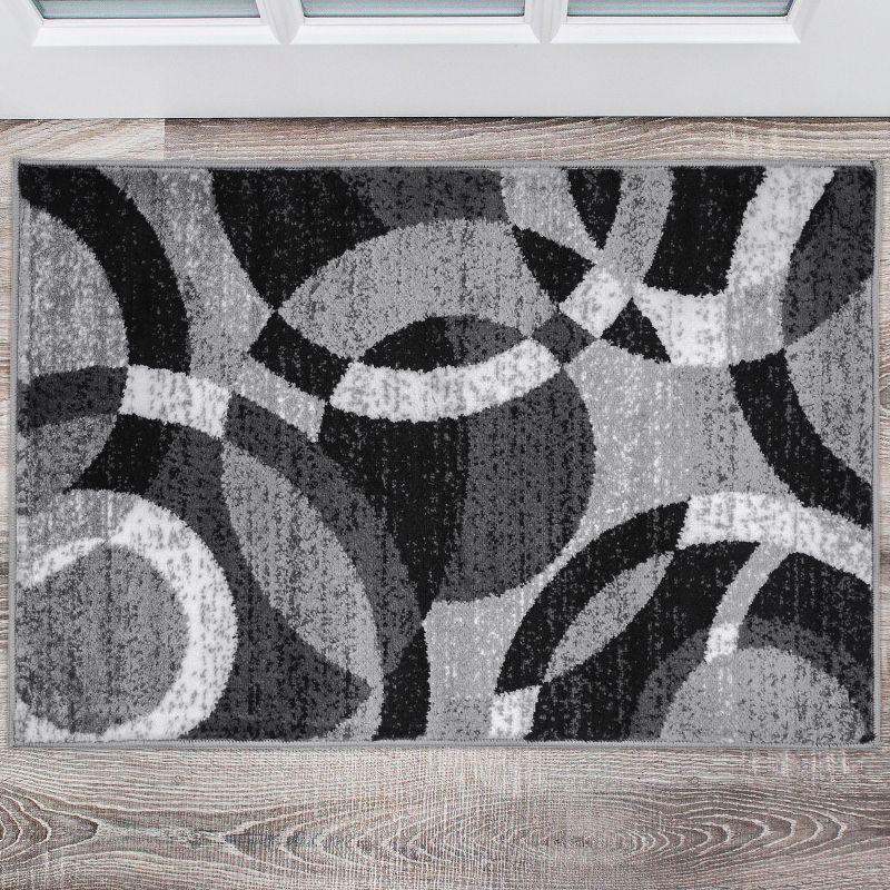 World Rug Gallery Geometric Circles Gray 2' x 3' Area Rug