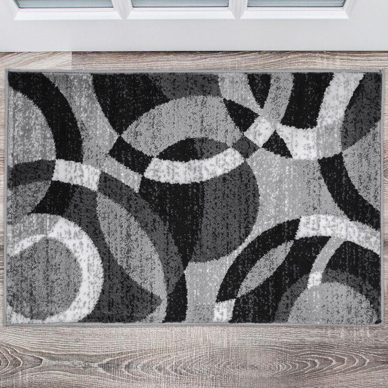 Med Grey Abstract Synthetic 26" x 3" Easy-Care Area Rug