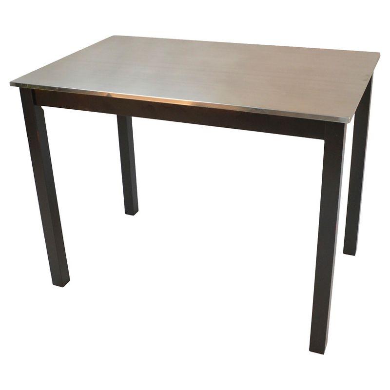 Carolina Living Cooper Stainless Steel Top Bar Table Wood/Black: High Bar Height, Kitchen Functionality