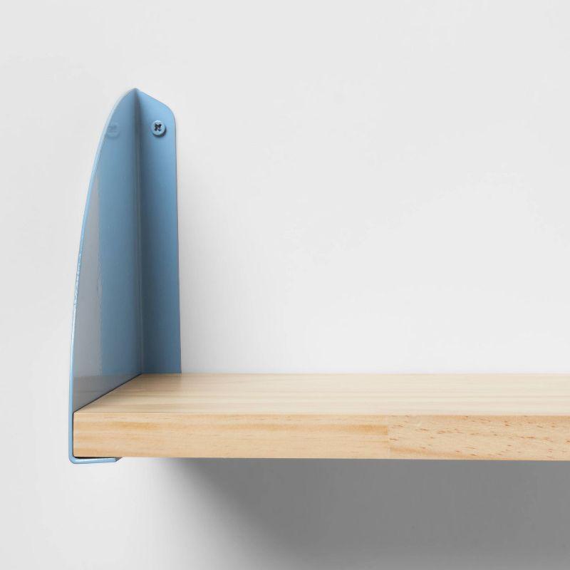 Wood Kids' Shelf with Metal Brackets Blue - Pillowfort™