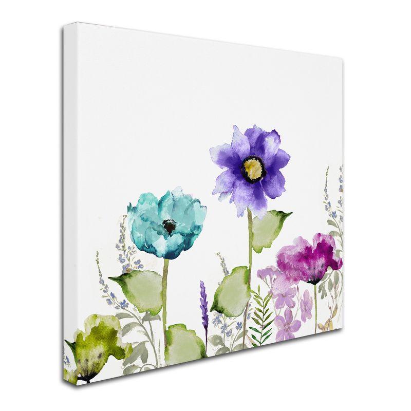 Floral Watercolor Blue and Purple Framed Canvas Art