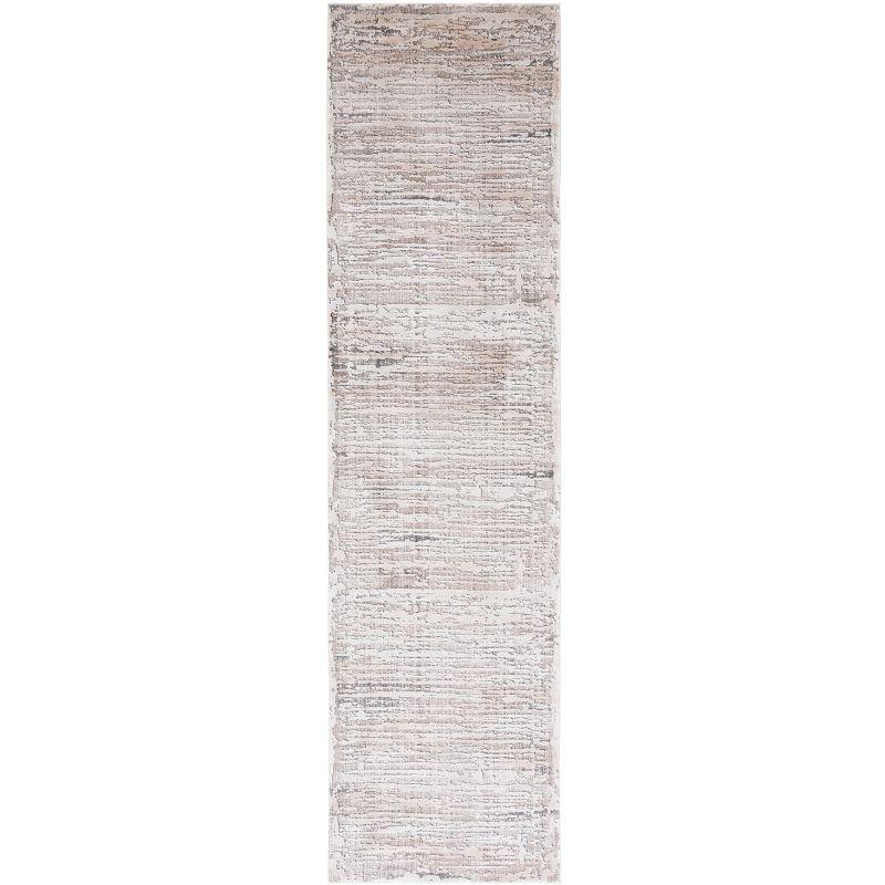 Mayflower Beige and Gray Power Loomed Runner Rug