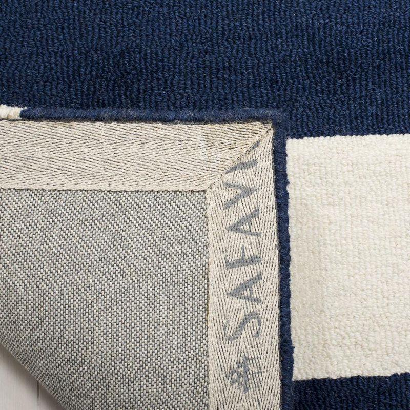 Safavieh Kids Stripe SFK919 Hand Tufted Indoor Area Rug - Navy/Ivory - 5'x5' - Safavieh
