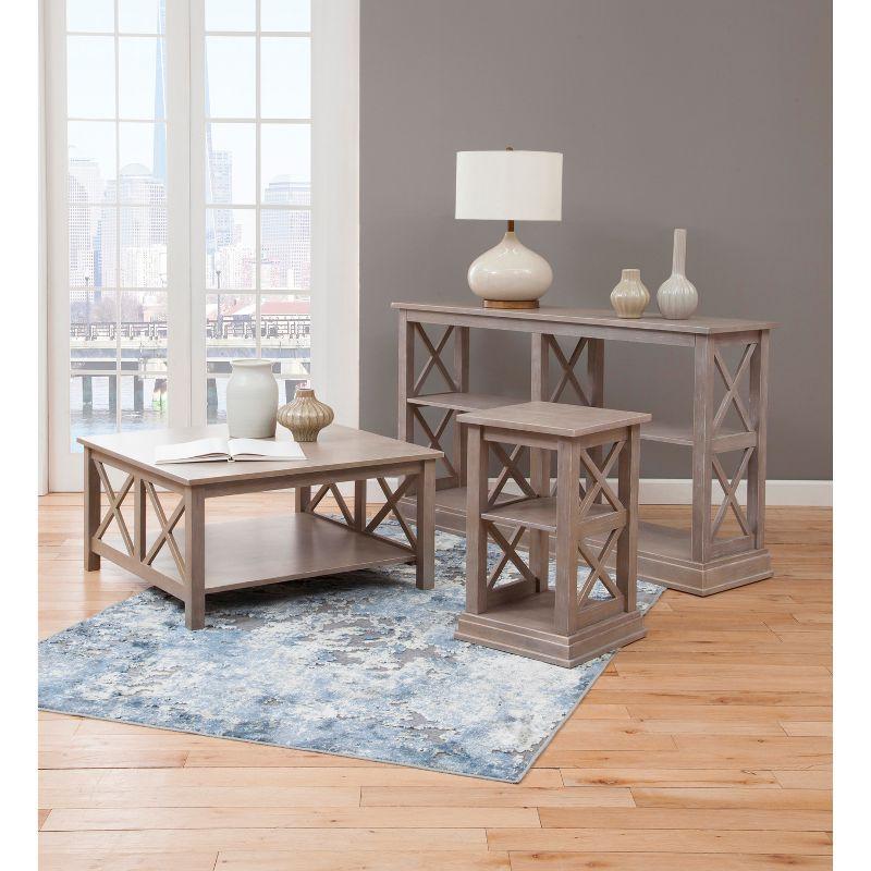 Elegant Transitional 36" Square Wood Coffee Table in Washed Gray