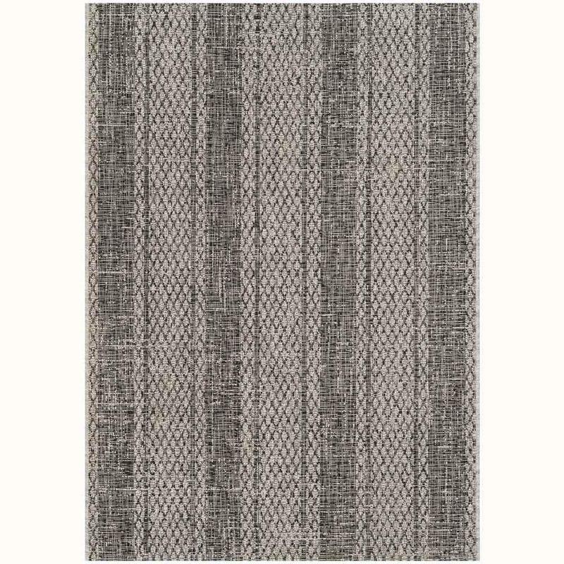 Courtyard CY8736 Power Loomed Indoor and Outdoor Area Rug - Light Grey/Black - 4'x5'7" - Safavieh