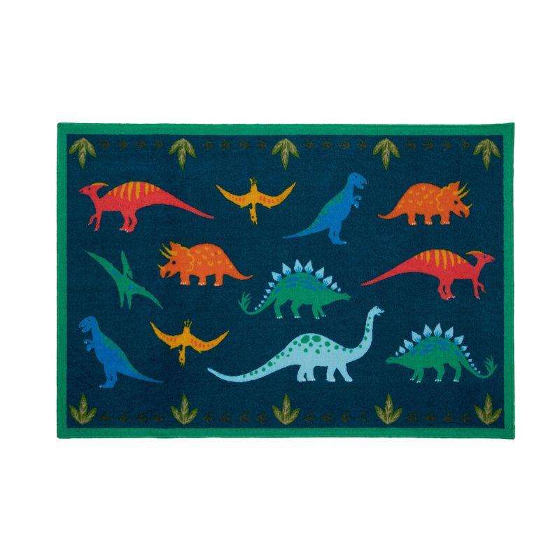 Jurassic Dinosaurs Blue and Green Kids Rug