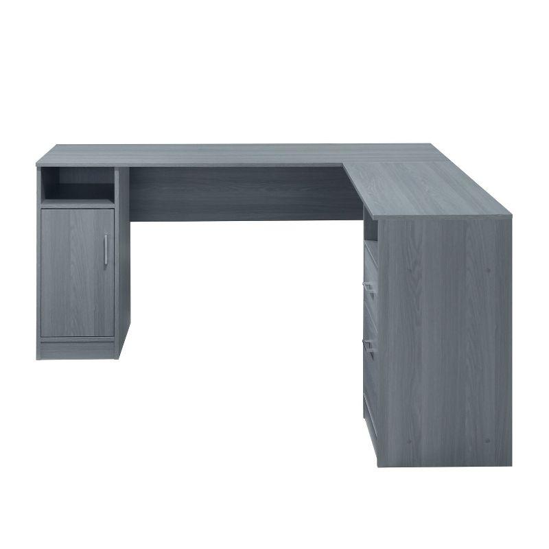 Functional L Shaped Desk with Storage Gray - Techni Mobili