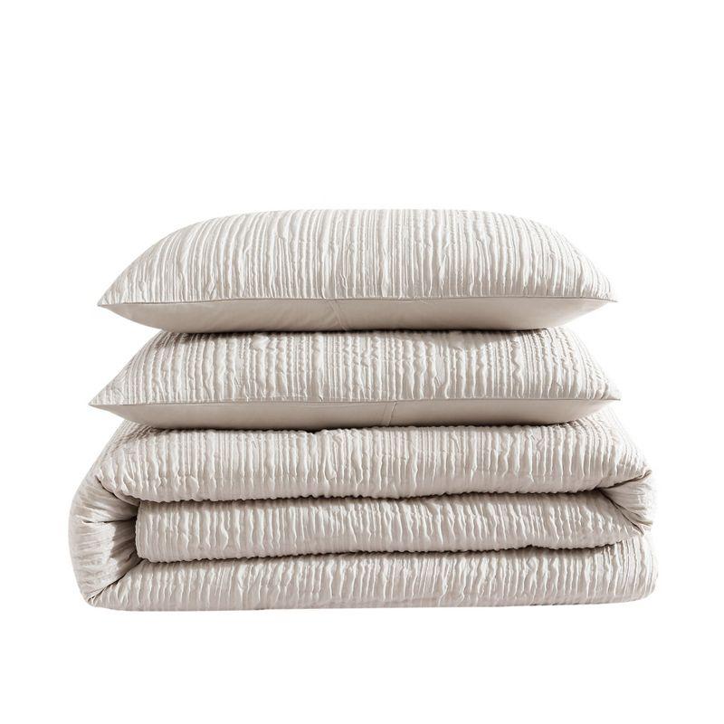 Kenneth Cole Serenity Wavy Lines Beige Comforter Set