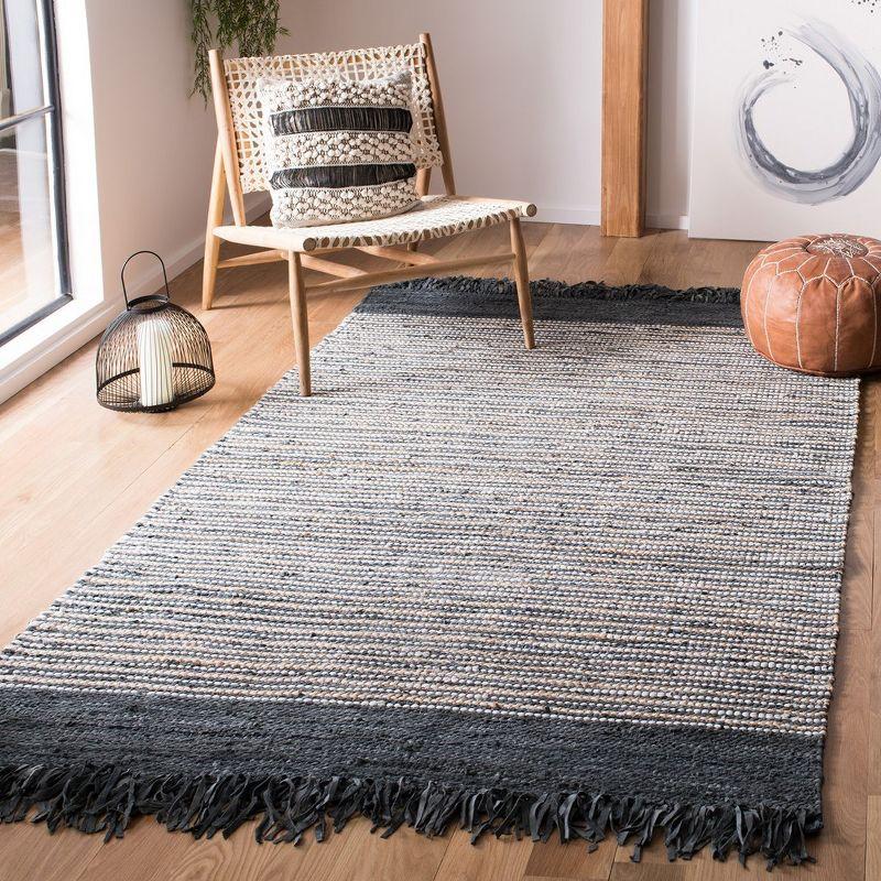 Vintage Leather VTL373 Hand Woven Indoor Accent Rug - Dark Grey/Multi - 3'x5' - Safavieh.