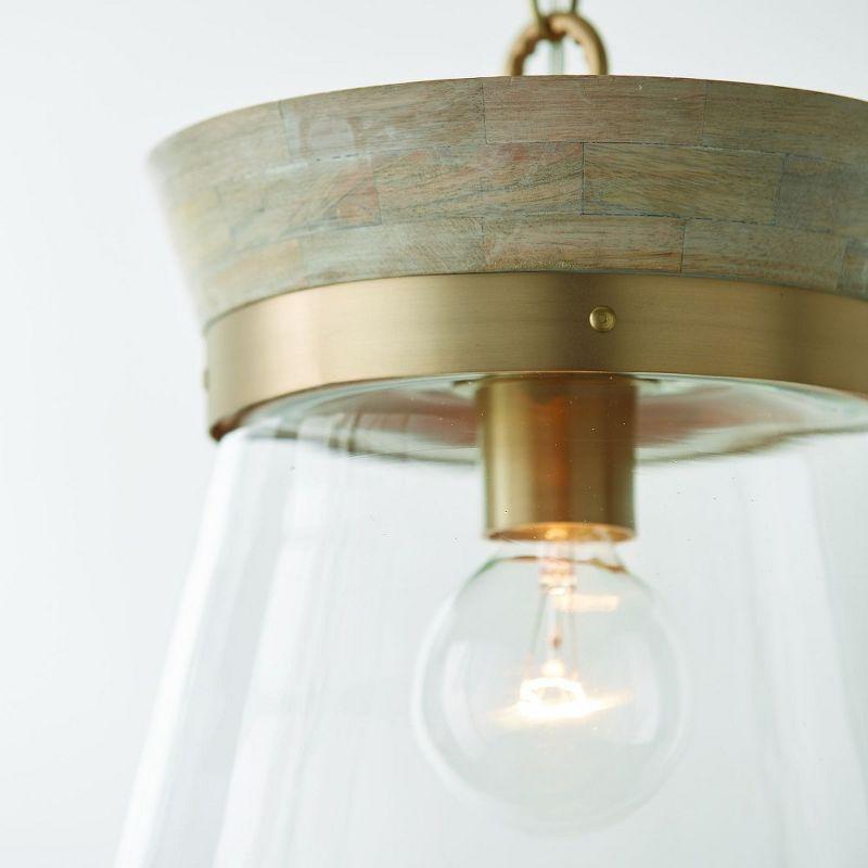 Finn 1 - Light White Wash/Matte Brass Bell Pendant