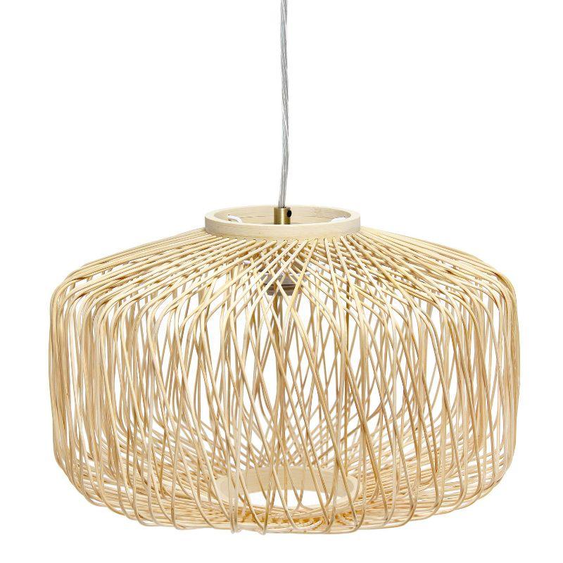 Natural Beige Rattan Round Pendant Ceiling Light