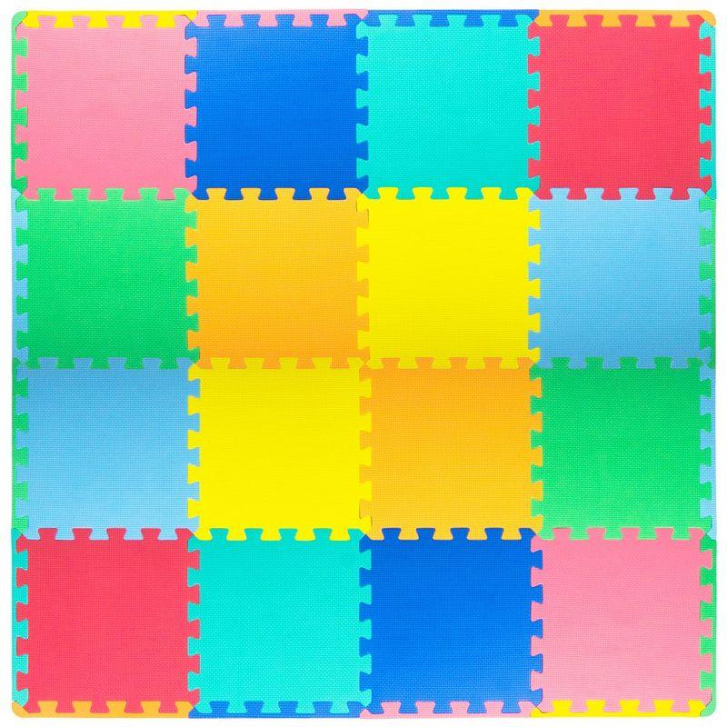 Prosource Kids Solid Floor Play Mat 3/8-in, 16 Sq Ft - 16 Tiles, Assorted