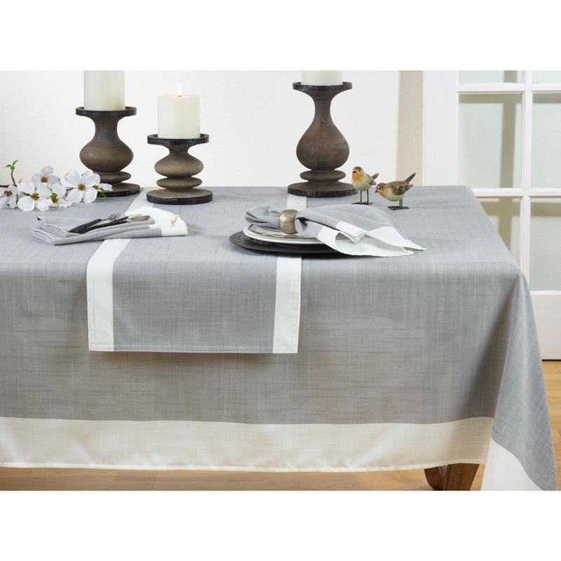 Saro Lifestyle Table Runner With White Banded Border, Grey, 16" x 108"