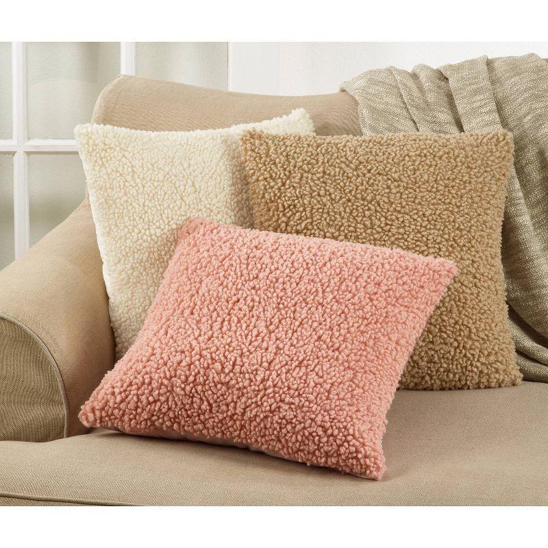 18" Faux Fur Pillow Poly Filled Pink - SARO Lifestyle