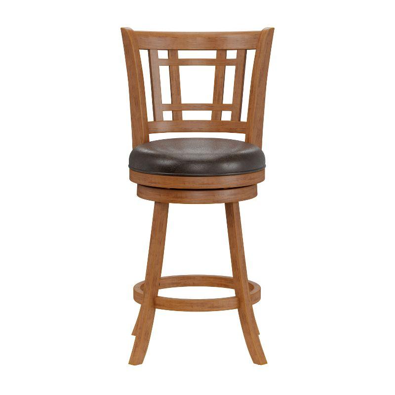 Fairfox Counter Height Barstool Oak - Hillsdale Furniture: 24.5" Swivel Stool with Back, Upholstered Seat, Wood Legs