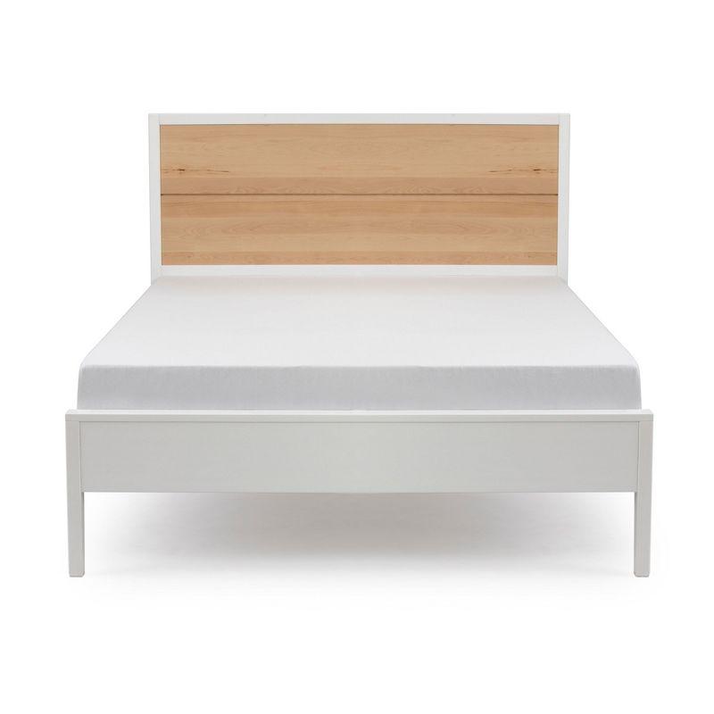 Plank+Beam Duo Solid Wood Queen Bed Frame with Panel Headboard, Modern Platform Bed with Wood Slat Support, No Box Spring Needed, White/Birch