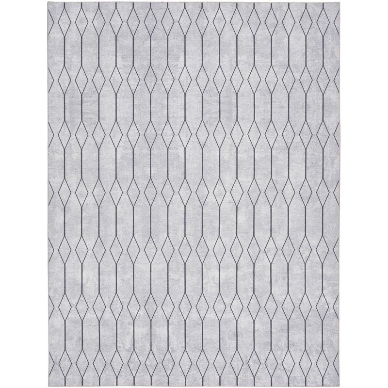 SR107 Geometric Machine Washable Area Rug in Ivory/Grey