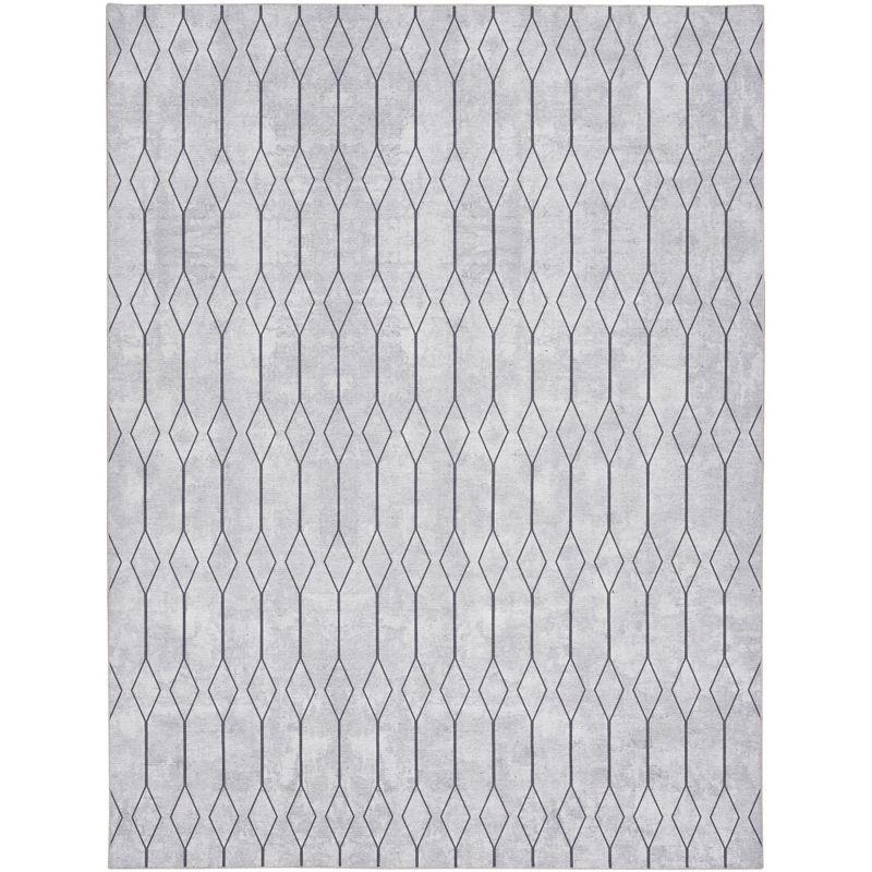 SR107 Geometric Machine Washable Area Rug in Ivory/Grey