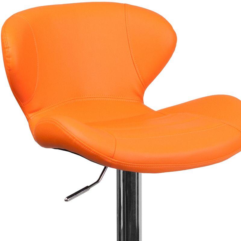Flash Furniture Contemporary Orange Vinyl Adjustable Height Barstool with Curved Back and Chrome Base
