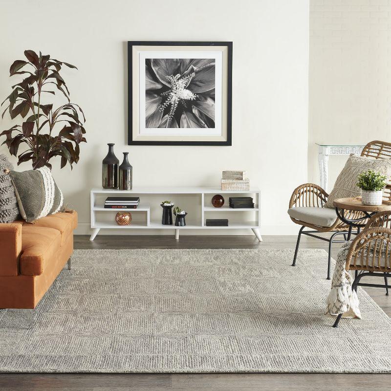 Hand-Tufted Gray Wool Rectangular Easy Care Area Rug