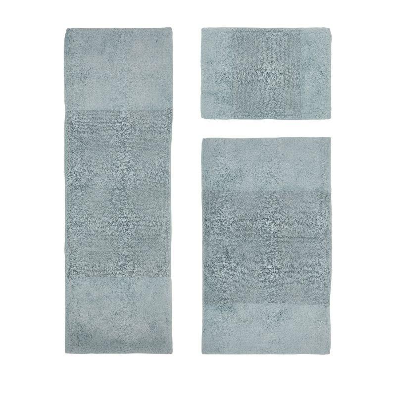 Better Trends Granada 100% Cotton Tufted Non-Slip Backing Bath Rug Set 3 PC (17" x 24" | 24" x 40" | 20" x 20") - Blue