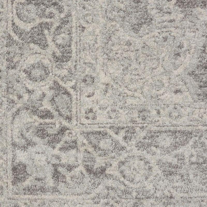 Ivory and Grey Synthetic Rectangular 6' x 9' Area Rug