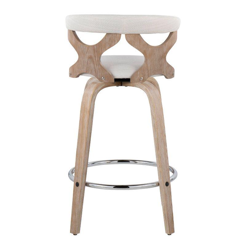 Set of 2 Gardenia Counter Height Barstools White Wash/Cream/Chrome - LumiSource