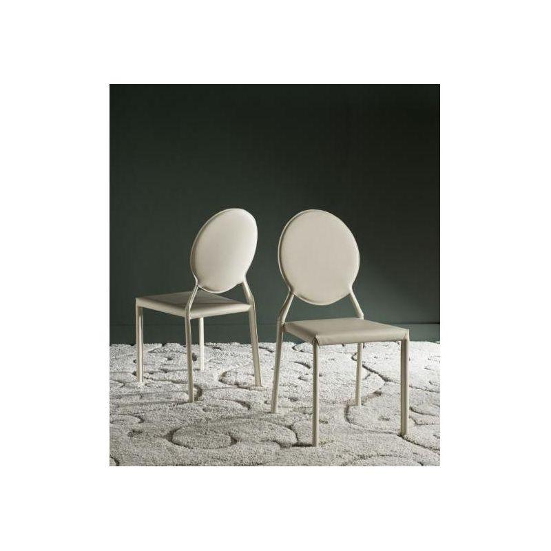 Warner Round Back Leather Side Chair (Set of 2) - FOX2018 - Butter Cream - Safavieh Couture