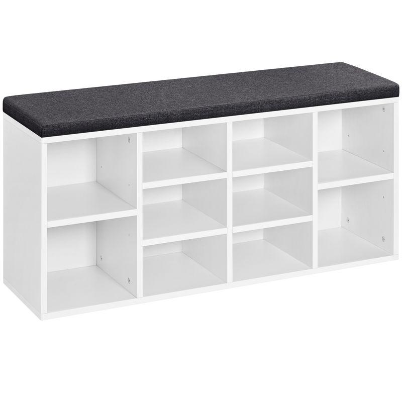 Yaheetech Shoe Storage Bench Shoes Organizer with 10 cubbies and Cushion Seat, White