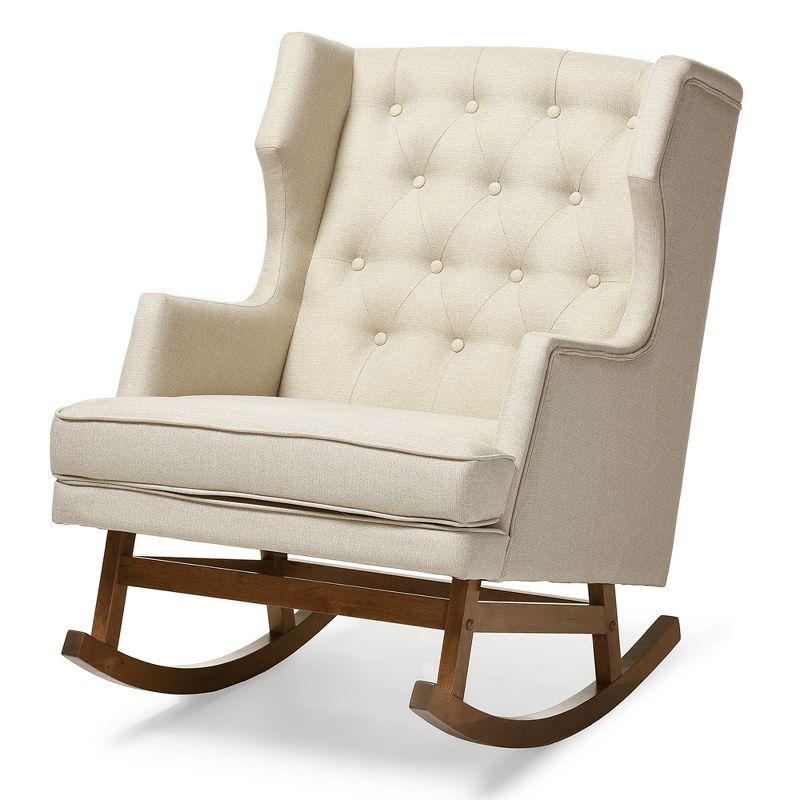 Iona Mid-Century Retro Modern Rocking Chair: Upholstered Wingback, Baxton Studio