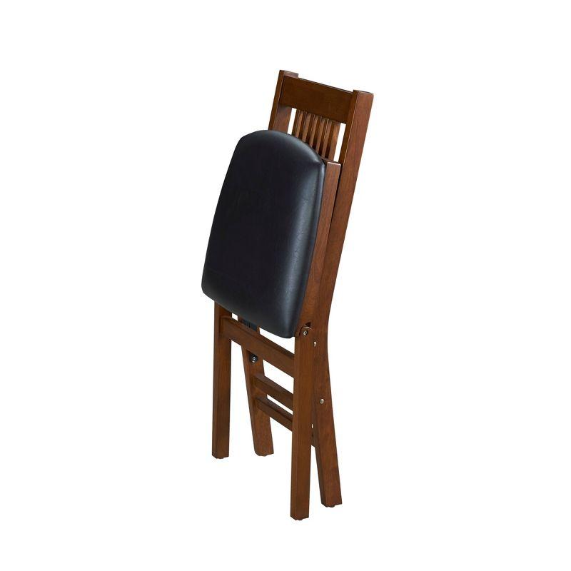 Stakmore Set of 2 True Mission Folding Chair Fruitwood Brown : Vinyl Upholstered, No Assembly, Wood Frame