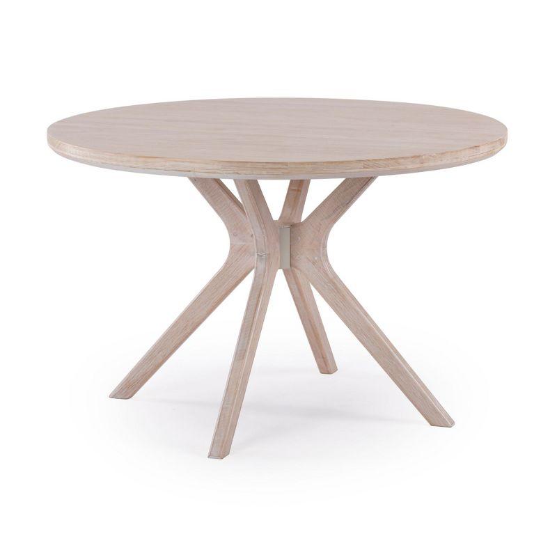 Plank+Beam Verso Round Dining Table, 47" Solid Wood Kitchen & Dining Room Table, White Sand