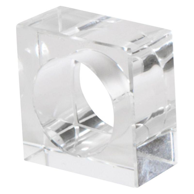 Set of 4 Clear Crystal Glass Napkin Rings with High Clarity