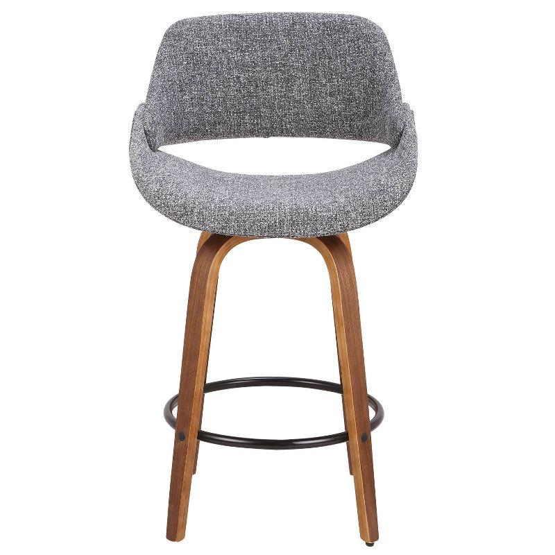 Set of 2 Fabrico Mid-Century Modern Counter Height Barstools: Walnut Legs, Polyester Upholstery - LumiSource