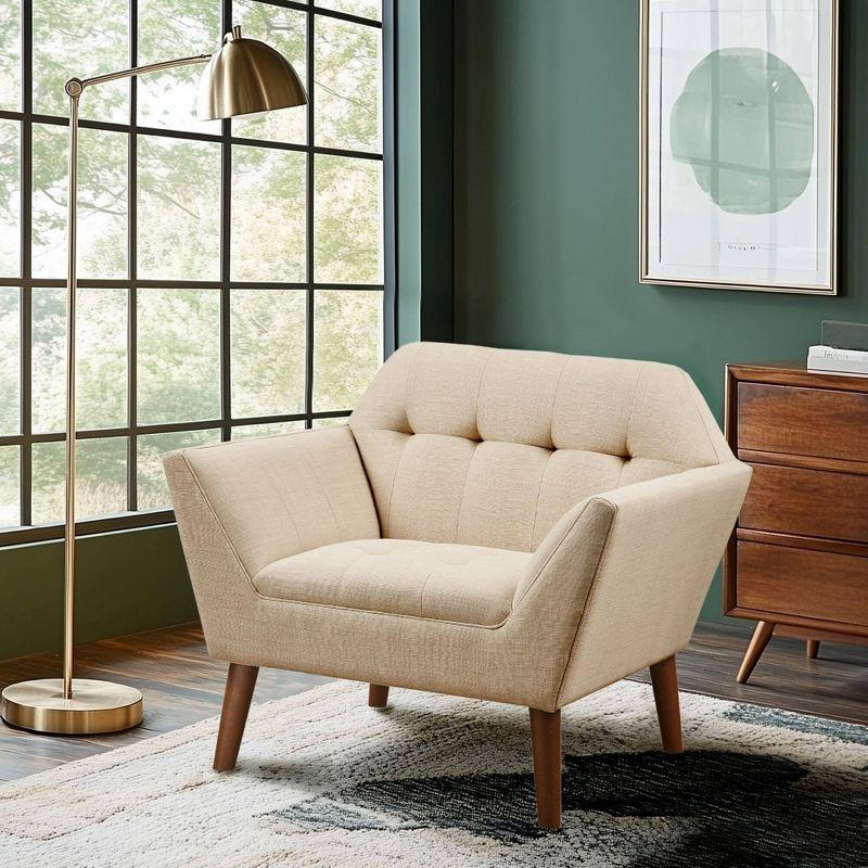 Newport Lounge Chair Beige - Ink+Ivy: Polyester Upholstered, Wood Legs, Foam Cushion, Spot Clean